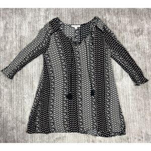 Adam Levine Top Womens Medium Black Floral Print Tassel Tie‎